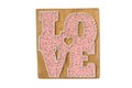 The pictures in the style of string art. The inscription `Love`