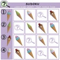 Pictures sudoku puzzle with with ice cream cone.
