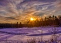 Pictures of a sunset over a forest near the Finnish town of Rauma