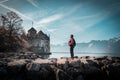 Tourist Woman at Montreux lake