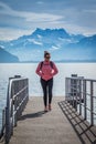 Tourist Woman at Montreux lake