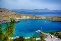 Picturesquare view from the Acropolis, Lindos, Greece Royalty Free Stock Photo