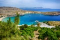Picturesquare view from the Acropolis, Lindos, Greece Royalty Free Stock Photo