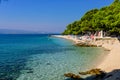 Picturesque Adriatic coast. Public beach in Makarska resort