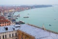 Picturesque aerial landscape view of Venice from the bell tower of the Cathedral of St. Mark