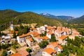 Aerial view of small french village Cucugnan Royalty Free Stock Photo