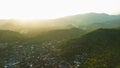 A picturesque aerial view of the village of Padang Bai near the port on the Bali Royalty Free Stock Photo