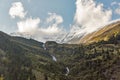 Picturesque Alpine waterfall, Grossglockner High Alpine Road in Austria.