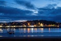 Appledore village by night with lights, as seen from Instow, North Devon, England, UK. Royalty Free Stock Photo