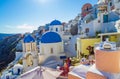 Picturesque architecture Oia town Santorini island landscape Greece Royalty Free Stock Photo