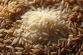 A picturesque arrangement of scattered rice grains on a table
