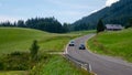 A picturesque asphalted mountain road through the Alps. Austria Royalty Free Stock Photo