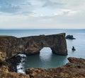 Picturesque autumn evening view to Dyrholaey coast cliffs and rocky arch, Vik, South Iceland Royalty Free Stock Photo