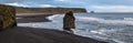 Picturesque autumn evening view to Reynisfjara ocean  black volcanic sand beach and rock formations from Dyrholaey Cape, Vik, Royalty Free Stock Photo