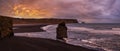 Picturesque autumn evening view to Reynisfjara ocean black volcanic sand beach and rock formations from Dyrholaey Cape, Vik, Royalty Free Stock Photo