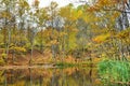 Picturesque autumn landscape of steady river and bright trees Royalty Free Stock Photo