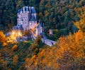 Picturesque autumn scenery of Burg Eltz castle at twilight, Rhineland-Palatinate, Germany Royalty Free Stock Photo