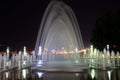 Picturesque, beautiful big fountain at night against dark sky. Evening view of Dnipro city, Dnepropetrovsk, Ukraine. Creative Royalty Free Stock Photo