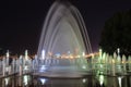 Picturesque, beautiful big fountain at night, city Dnepr. Evening view of Dnepropetrovsk, Ukraine. Royalty Free Stock Photo