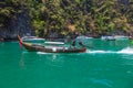 A picturesque beautiful place on the island of Phi Phi Leh - Pi Leh Lagoon is popular for excursions with tourists on traditional