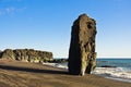 Picturesque black sand volcanic beach at summer, south Iceland Royalty Free Stock Photo