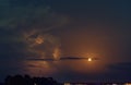 Cloudy sky with full moon and lighting