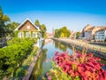 Strasbourg, France - Picturesque canals in La Petite France in the medieval fairytale old town of Strasbourg.