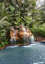 A picturesque cascade waterfall with hot thermal water from Arenal volcano Royalty Free Stock Photo