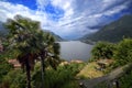 Panorama on the alpine hills above Lake Como, Pognana Lario, Lombardy, northern Italy. Royalty Free Stock Photo