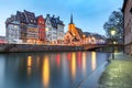 Christmas embankment in Strasbourg, Alsace Royalty Free Stock Photo