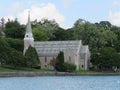 Picturesque church on lake`s edge