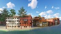 Picturesque city in Italy 3d rendering