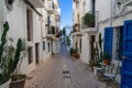 picturesque city street in the Dalt Vila historic old town of Eivissa on Ibiza Royalty Free Stock Photo