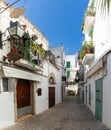 picturesque city street in the Dalt Vila historic old town of Eivissa on Ibiza Royalty Free Stock Photo