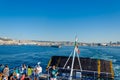 Napoli,Campania/Italy-July 17, 2019: Picturesque cityscape of Naples from the passenger ship in Tyrrhenian sea. Travel destination