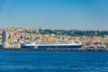 Napoli,Campania/Italy-July 17, 2019: Picturesque cityscape of Naples from Tyrrhenian sea. Travel destination concept