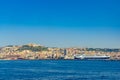 Napoli,Campania/Italy-July 17, 2019: Picturesque cityscape of Naples from Tyrrhenian sea. Travel destination concept