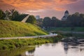 Picturesque cityscape of Vilnius with Neris river in the evening
