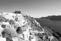 Dramatic sea clifftop view from picturesque Oia town Santorini island