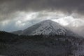 Picturesque clouds around the mountain Khomiak, 1542 m Royalty Free Stock Photo