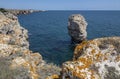The fantastic colors of the rocks and the sea in Tyulenovo, Northern Black Sea Coast, Bulgaria.