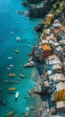 Picturesque coastal scenery with a cluster of colorful homes adjacent to a calm azure bay Royalty Free Stock Photo