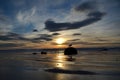 Sunset time at Moeraki Boulders.