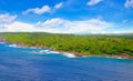 Picturesque coastline of the Indian Ocean with coconut palms . View from above Royalty Free Stock Photo