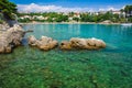 Picturesque coastline in Krk town on the island Krk, Croatia Royalty Free Stock Photo