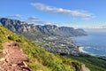 Picturesque coastline with a winding trail snaking along the shoreline, the southern point of Africa