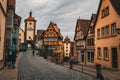 Picturesque cobblestone street in the historical city of Rothenburg, Germany