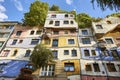 Picturesque colorful facade in Vienna. Hunderwasser residential house. Austria