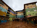 Picturesque colorful facades buildings square Plazoleta de Zocalos town village Guatape Pueblo in Antioquia Colombia Royalty Free Stock Photo