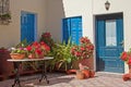 Picturesque courtyard in a greek village